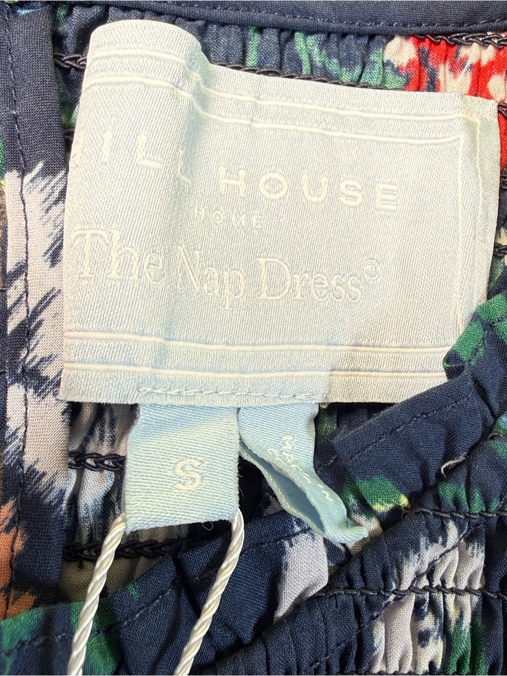 Hill House Home The Viviana Mini Nap Dress Navy Floral Ikat Smocked S NWT - Picture 7 of 13